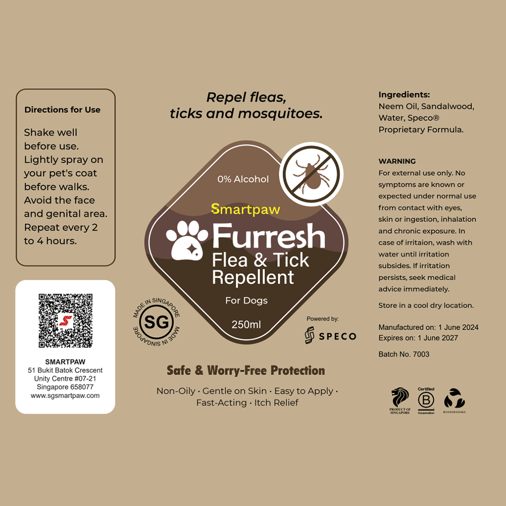 FURRESH Flea & Tick Repellent Spray for Dogs (250ml) | Dog Flea & Tick Prevention